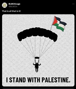 Paraglider with Palestinian flag